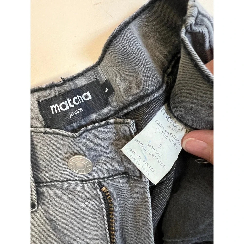 Matcha Mom Tall Jeans Womens Size S Grey New High Rise Tapered Leg Denim